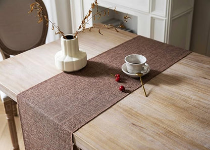 Brown Table Runners 48 Inches Long, Burlap Linen Style Rustic Farmhouse Table - Image 4
