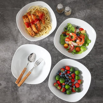fMBB 4pcs Large Pasta Bowls, 35 OZ Porcelain Deep Dinner Plates, Big Salad - Image 4