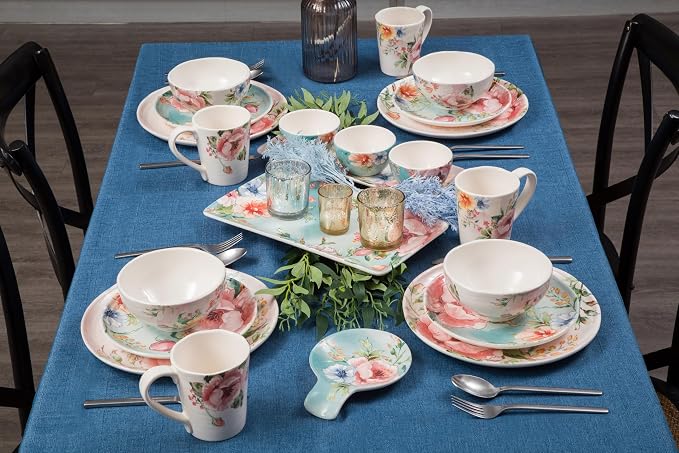 Bico Margret's Garden Cereal Bowls Set of 4, 24 oz Deep Ceramic Soup Bowls - Image 3