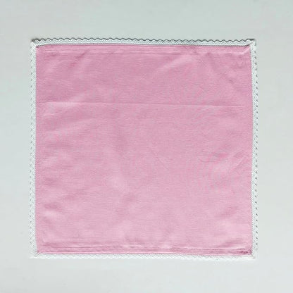 FINGERCRAFT Dinner Cloth Napkin Cotton Linen Blend 4 Pack Mitered Corners with Elegant Lace for Everyday Use Napkins are Pre Shrunk and Good Absorbency Pastel Rose
