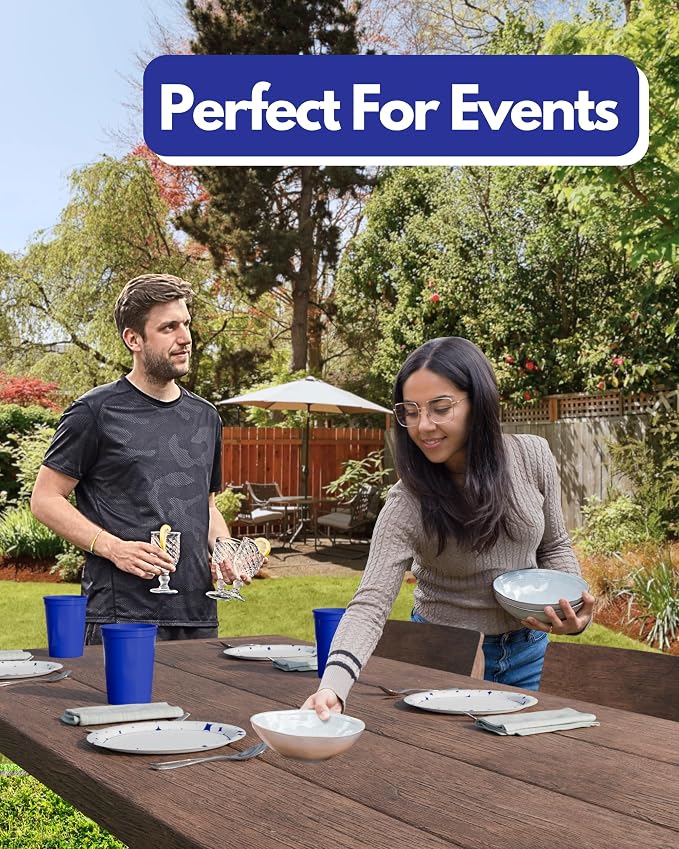 PartyPrints 10 Pack Small 10 to 12 oz Royal Blue Reusable Blank Plastic Cups - Image 6