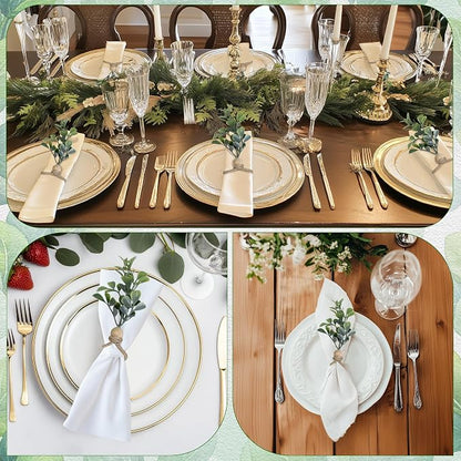 MAOANME Boho Eucalyptus Leaf Napkin Rings - Image 6