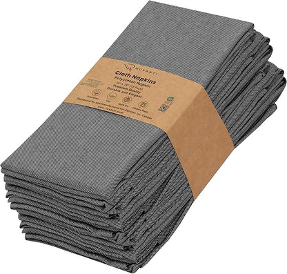 Ruvanti Cloth Napkins Set of 12, 18x18 Reusable Napkins Cloth Washable, Soft & Durable Table Napkin, Poly Cotton Fabric Dinner Napkins for Parties, Christmas, Thanksgiving, Weddings - Black Beauty
