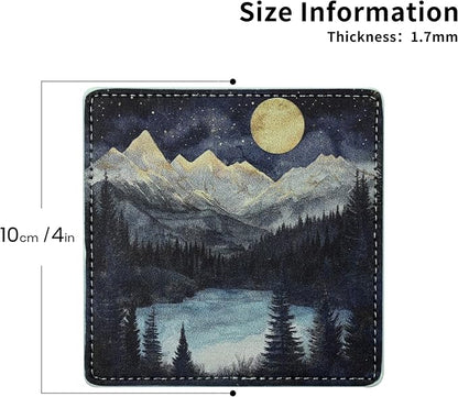 Marble Coasters Square Leather Drinks Coaster Set - Image 5