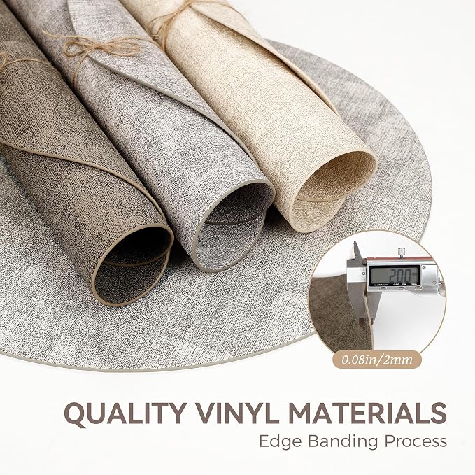 13" Round Placemats Set of 6, Reversible Faux Leather Heat Resistant Table Mats - Image 5