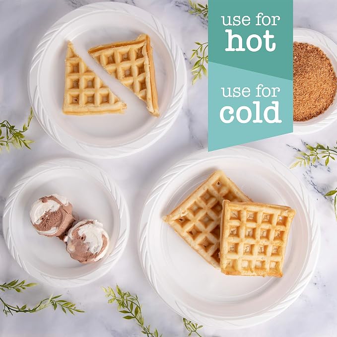 100 Count Disposable 6 Inch White Plastic Dessert Plates - Image 4