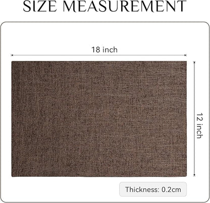 Softalker Faux Linen Placemats Set of 6-12 x 18 Inch, Heat Resistant Double Layered Durable Burlap Farmhouse Place Mats, Non-Slip Washable Rustic Table Mats for Dining, Kitchen, Party（Dark Brown