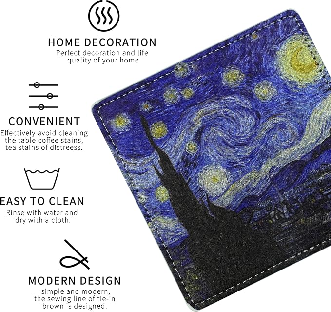 Artistic Coasters Square Leather Drinks Coaster Set - Image 3