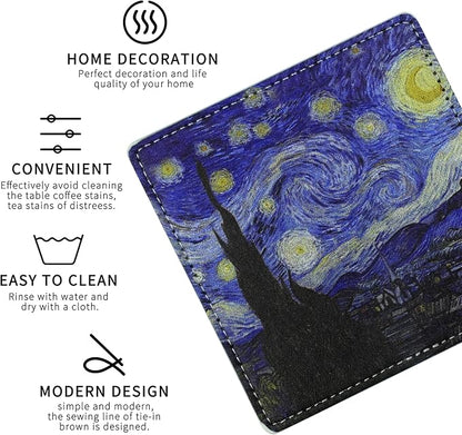 Artistic Coasters Square Leather Drinks Coaster Set - Image 3