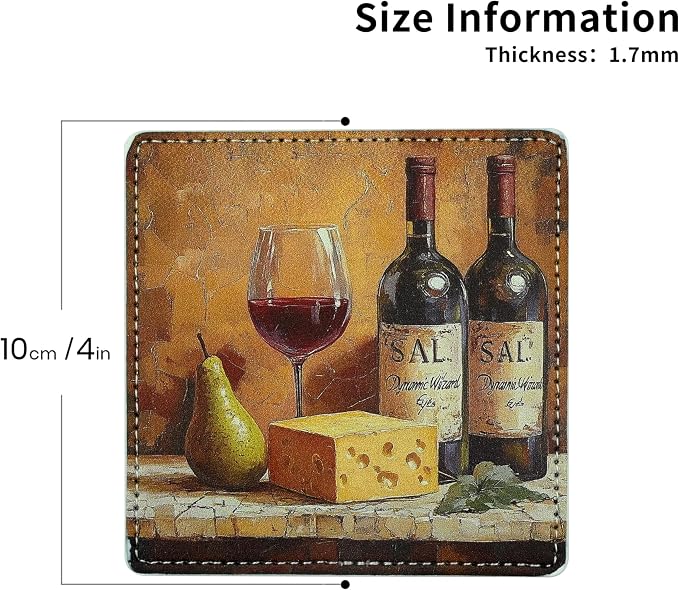 Marble Coasters Square Leather Drinks Coaster Set - Image 4