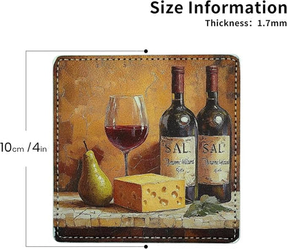 Marble Coasters Square Leather Drinks Coaster Set - Image 4