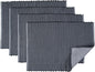 Sticky Toffee Woven Cotton Placemats Set of 4, Gray Ribbed 14 x 19 in, Washable Table Mats for Dining Table or Kitchen