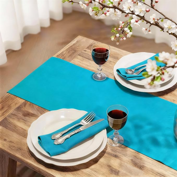 FOLINS&HOME Teal Waterproof Decorative Table Runner 48 Inches Long | 210GSM - Image 2