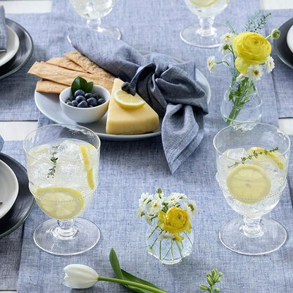 Solino Home Linen Cloth Tablecloth 52 x 52 Inch - 100% Pure Linen Chambray Indigo Square Tablecloth - Athena, Machine Washable Table Throw for Spring, Easter