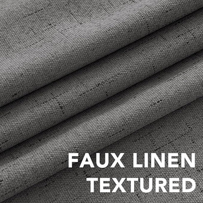 H.VERSAILTEX Primitive Linen Curtains 100% Blackout Curtain Drapes Burlap Fabric Curtains with White Thermal Insulated Liner, Grommet Top Drapes Living Room/Bedroom (2 Panels, 42 x 45 Inch, Grey)