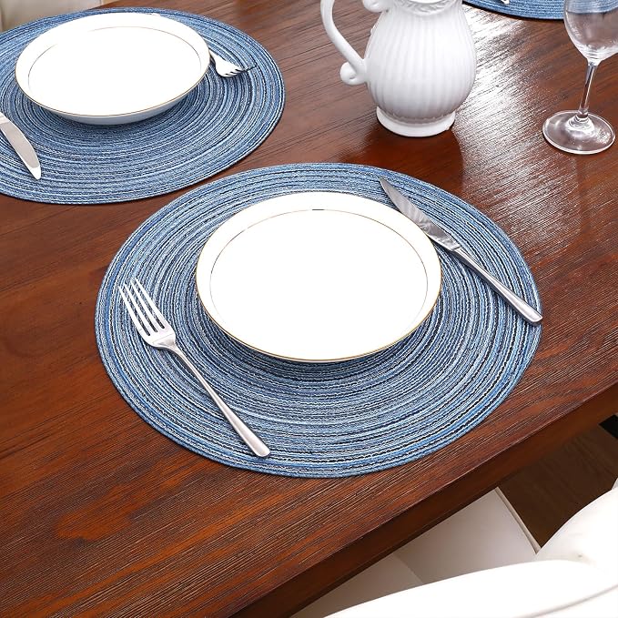 SHACOS Round Braided Placemats Set of 6 Circle Place Mats Kitchen Table Mats - Image 8
