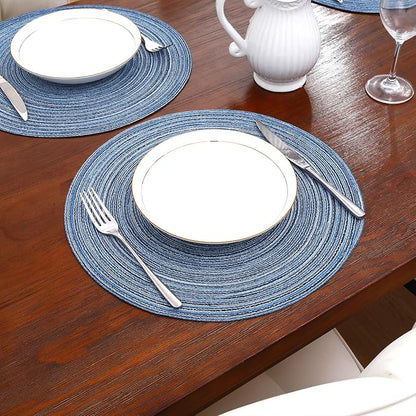 SHACOS Round Braided Placemats Set of 12 Circle Place Mats Cotton Polyester - Image 3