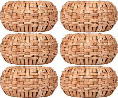 Natural Cane Napkin Rings Set of 6, Handwoven Table Decor, Bohemian Coastal by ALPHALivingHOME