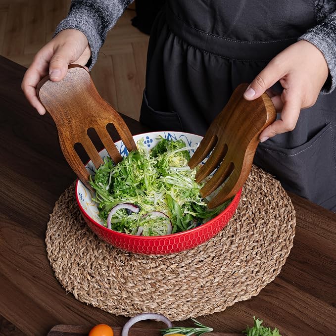Wood Salad Hands for Tossing and Serving Salads, Wooden Salad Tongs for Salad - Image 6