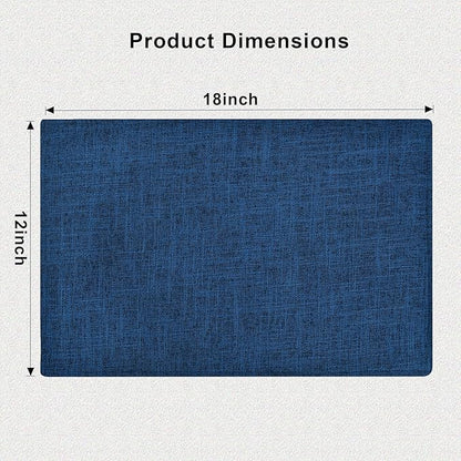 SLKQG Navy Linen Fabric Placemats Set of 6, Heat Resistant & Machine Washable Double-Layered Cloth Placemats for Dining Table, Indoor/Outdoor Use, Non-Slip Kitchen Table Mats (6, Navy)