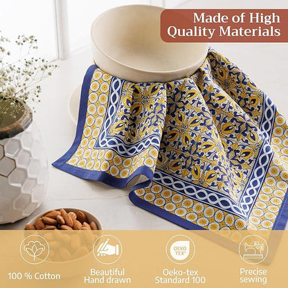 Maison d' Hermine Cloth Napkins Set of 4 100% Cotton Everyday Reusable Square Napkins Cloth Washable Dinner Party Wedding Restaurant Valentines Day Decorations Spring/Summer (Ceramic, 18" x 18")