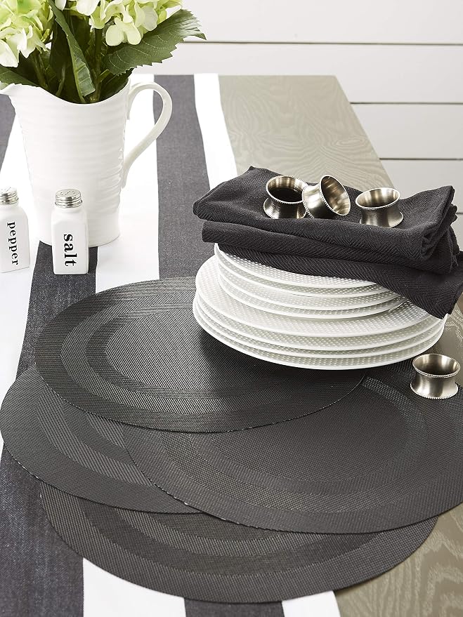 DII PVC Tabletop Collection Woven Indoor/Outdoor, Round Placemat Set, 6 Piece - Image 4