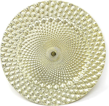 allgala 13-Inch 6-Pack Heavy Quality Round Charger Plates-Peacock Gold-HD80361
