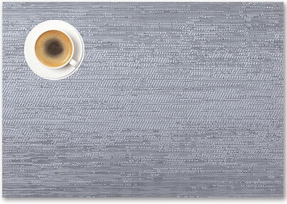 Placemats Set of 4 - Easy Clean Woven Vinyl Placemat for Dining Table, Indoor/Outdoor Place Mats, Washable PVC Table Mats（Gray）