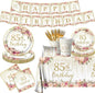 85th Birthday Party Tableware, Includes Plates, Tablecloth by Unknown