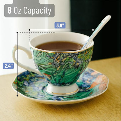 BTaT- Tea Cups and Saucers, 8 oz, Fine Porcelain Teacup Set - Image 3
