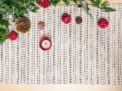 Decorative Lana Table Runner, Ivory & Black - Image 5