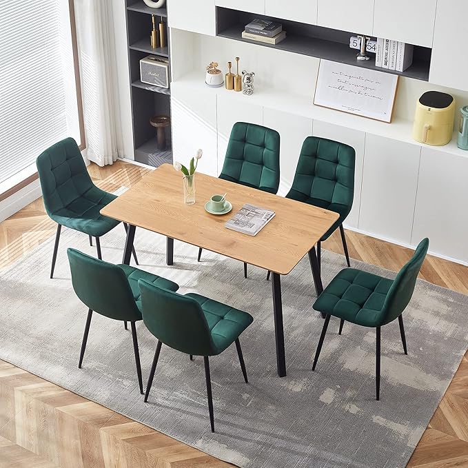 Comfortable Dining Room Chair Set of 6,Easy Assemble Living Room Chair Elegant Velvet Make Up Chair with Stable Metal Legs for Vanity,Dining Room