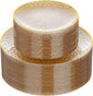 Rubtlamp 60Pcs Clear Gold Plastic Plates, Gold Glitter Disposable Plates, Hammered Plastic Plates Included 30 Dinner Plate And 30 Dessert Plates for Party