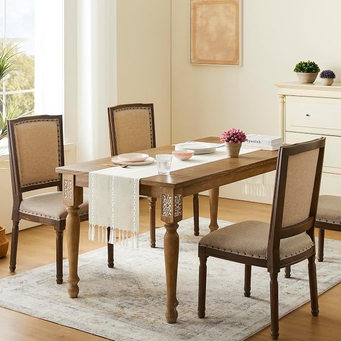 Hemstitched Farmhouse Table Runner, Cotton Linen Table Runners 108 Inches Long - Image 3