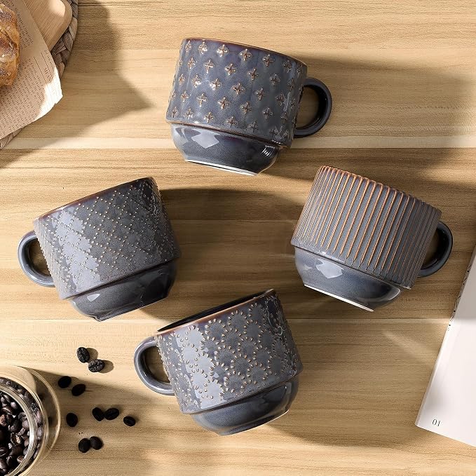 JIEMEI HOME Large Ceramic Coffee Mug Set of 4 - Image 7