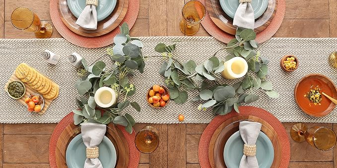 DII Woven Basic Tabletop Collection, Chevron Table Runner, Dark Brown - Image 5