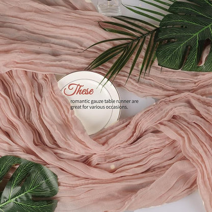 12 Pcs Dusty Pink Cheesecloth Table Runner 10Ft, Gauze Table Runners 21.5 x 120 - Image 5