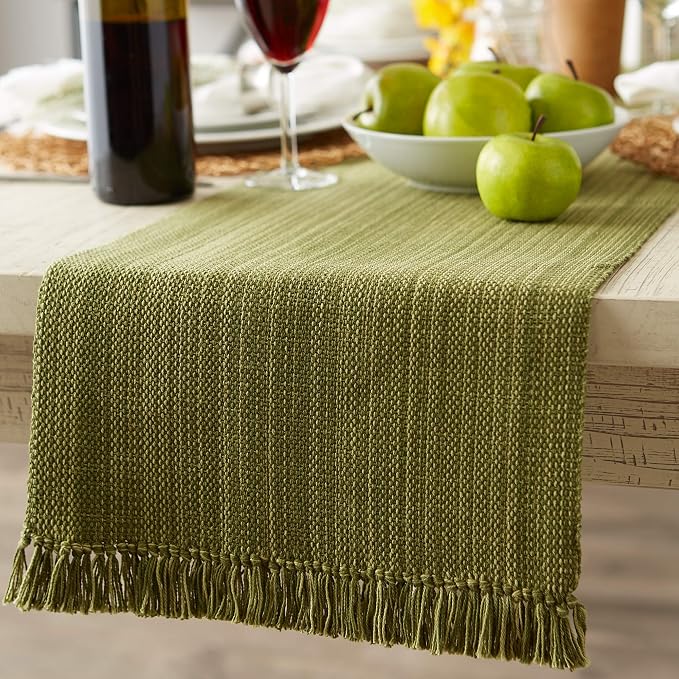 DII Variegated Tabletop Collection, Table Runner3x72, Olive Green - Image 2