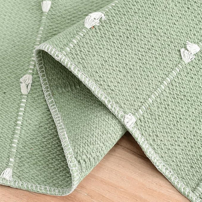 Artoid Mode Sage Green Farbic Rustic Cotton Woven Table Runner, Farmhouse - Image 5
