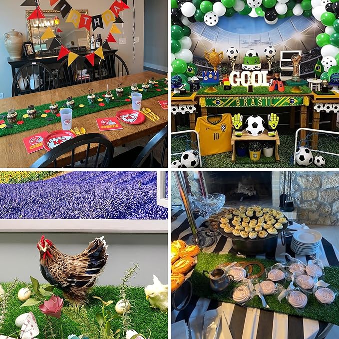 XLX TURF Green Artificial Grass Table Runner 12"x90" Golf Party Decorations | - Image 7