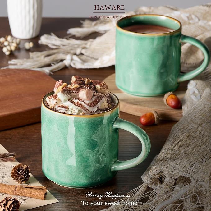 HaWare 14OZ Coffee Mugs Set of 4, Stoneware Coffee Cups - Image 7