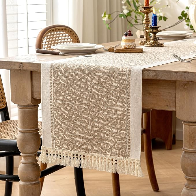 Coffee Totem Linen Table Runner by UWWGKK