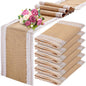 Tatuo 12 Pcs Lace Burlap Table Runner 12'' x 72'' Rustic Jute Hessian Farmhouse by Tatuo