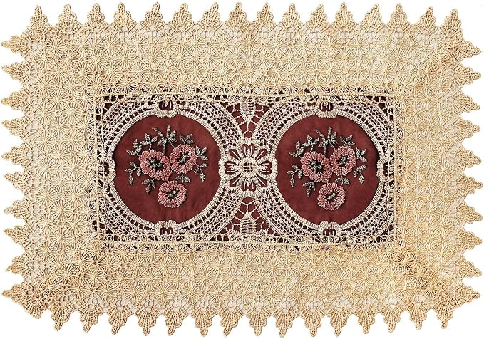Set of 4 Burgundy Lace Table Placemat Rectangular 12 × 18 Inch by Simhomsen