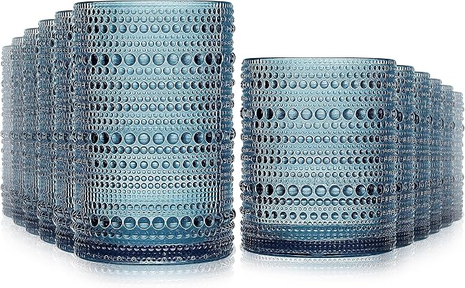 Vintage Hobnail Drinking Glasses Set of 12-14 oz Old Fashioned Glass Cups & 11 by Lvtrupc