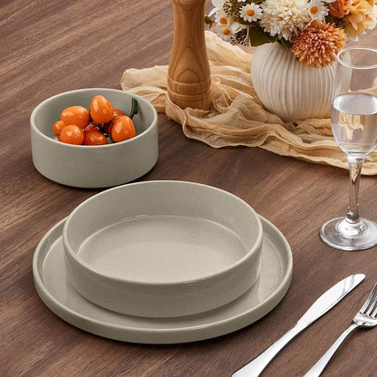 E-far Pasta Bowls Set of 4, 35oz Ceramic Large Salad Bowl Plates - Image 9