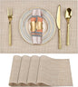 SLKQG Placemats Set of 4 - Easy Clean Washable Vinyl Placemats - Wipeable Heat Resistant Table Mats for Dining Table - 17.7x11.8 Inch (4, Beige)