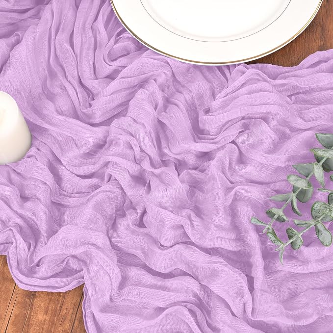 Pesonlook Cheesecloth Table Runner Light Purple, 10 Pack 17.7x108 inch - Image 9