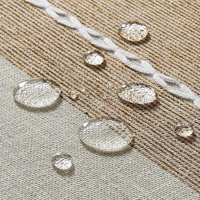 ZeeMart Contrast Linen Table Cloth Square Table Cloths 60x60 Inch Brown, Farmhouse Style Heavy Weight Beige Tablecloth, Water Resistant Burlap Tablecloths