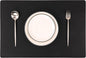 Set of 8 Faux Leather Placemats, PU Table Mats, Waterproof, Stain Resistant, Heat Resistant, Easy to Clean for Kitchen Dining Table,Conference Table C Black Rectangle